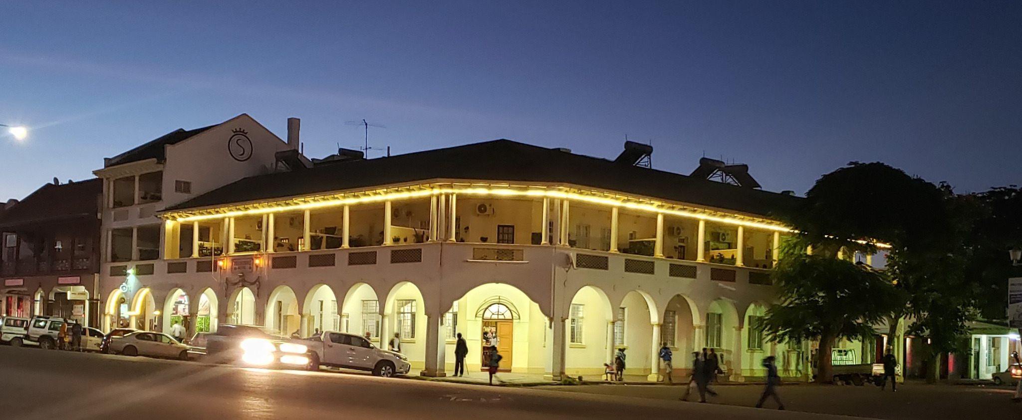 Selborne Hotel exterior at dusk
